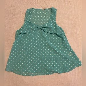Pokadot Turqouse Blouse With Bow